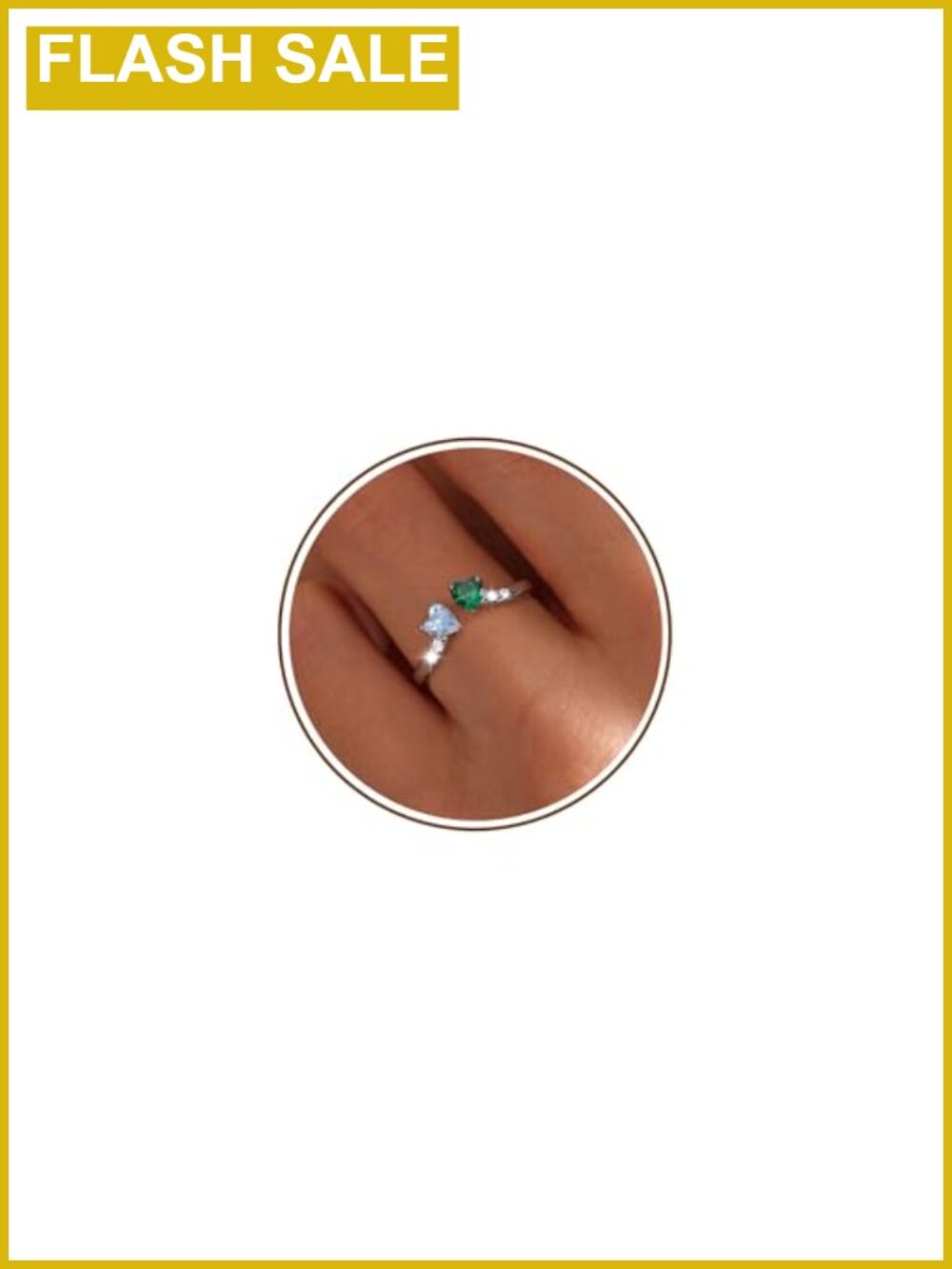 Dainty Birthstone Ring for Women Adjustable Silver Plated Promise Ring Gift